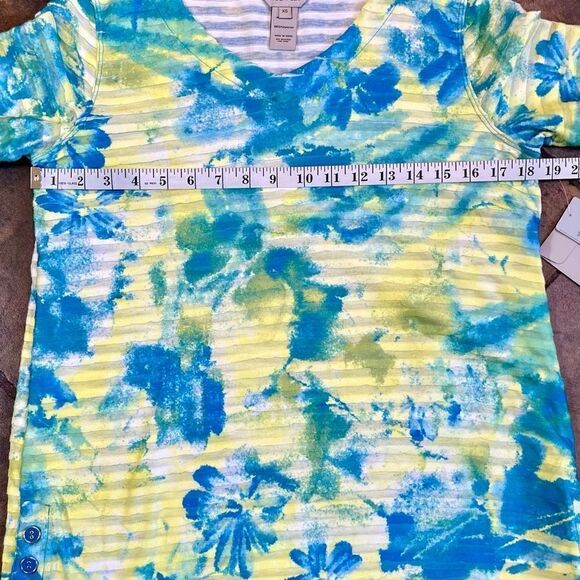 NWT Multiples Missy Seaside Multicolor Layered Floral 3/4 Sleeve Blouse XS - Picture 7 of 12